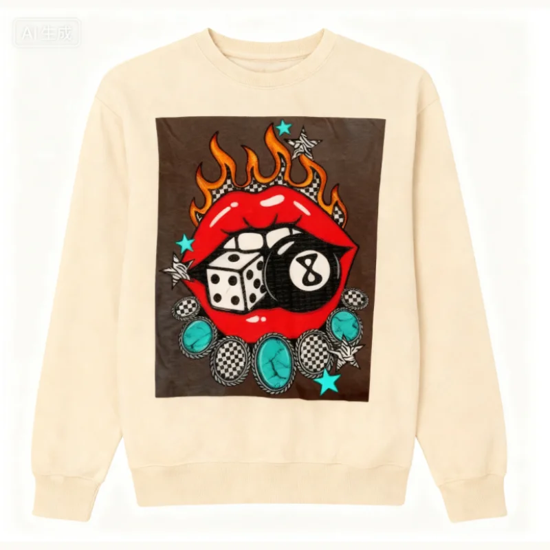 تي شيرت برسومات غربية عتيقة، ملابس غربية بغطاء للرأس للشفاه المشتعلة، ملابس غربية للسيدات، تي شيرت جرافيك ملابس غربية #5