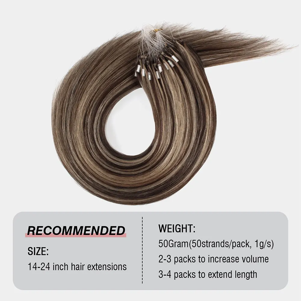 Sixstarhair マイクロリンクヘアエクステンション 50 グラム 14'16'18'22'24' 50 ストランドマイクロループ人毛エクステンションレミー人毛女性のための