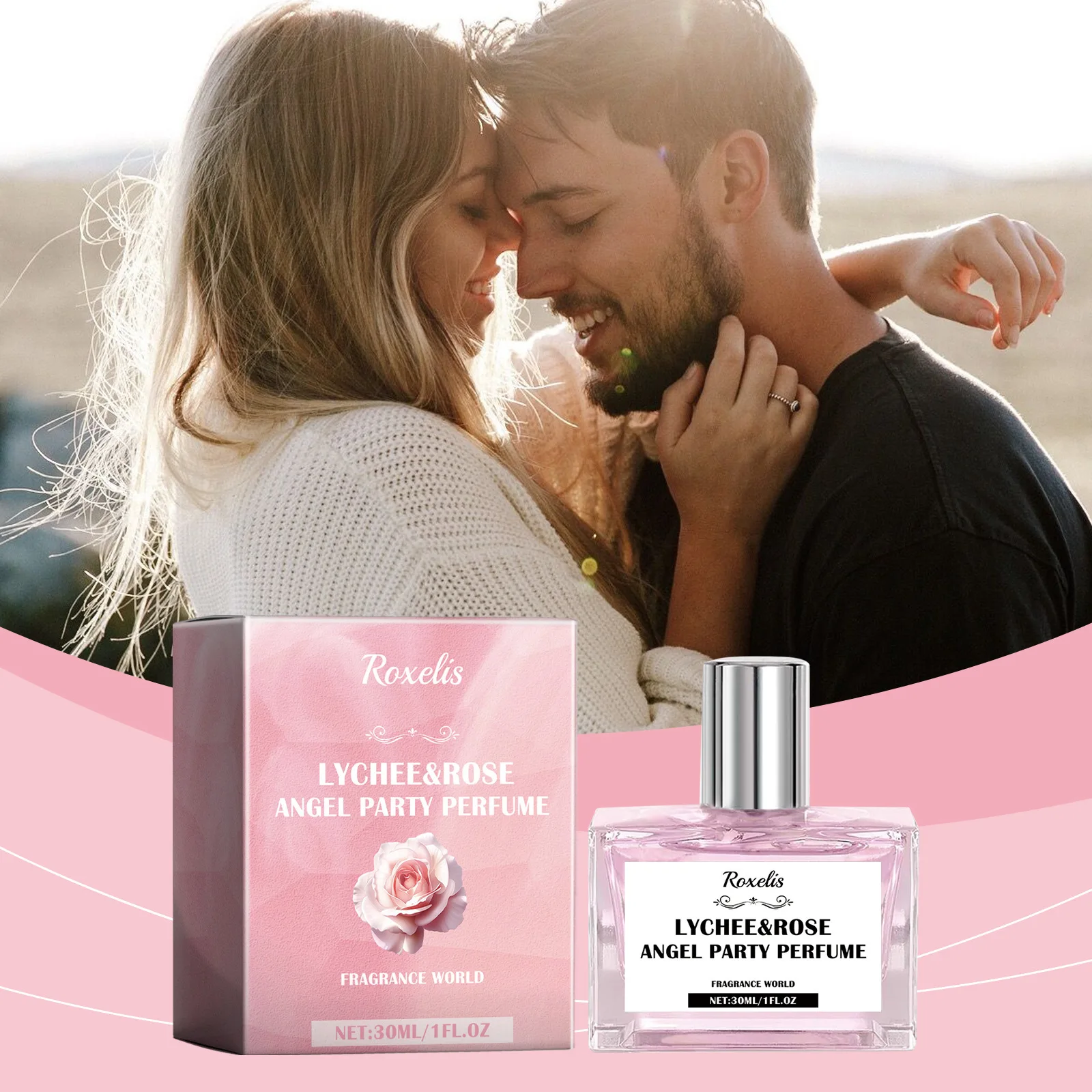 Roxelis 30ml Lychee Rose Scent Body Perfume Spray Pheromone Flirt Dating Attract Fragrance Refreshing Charm Midnight Perfume