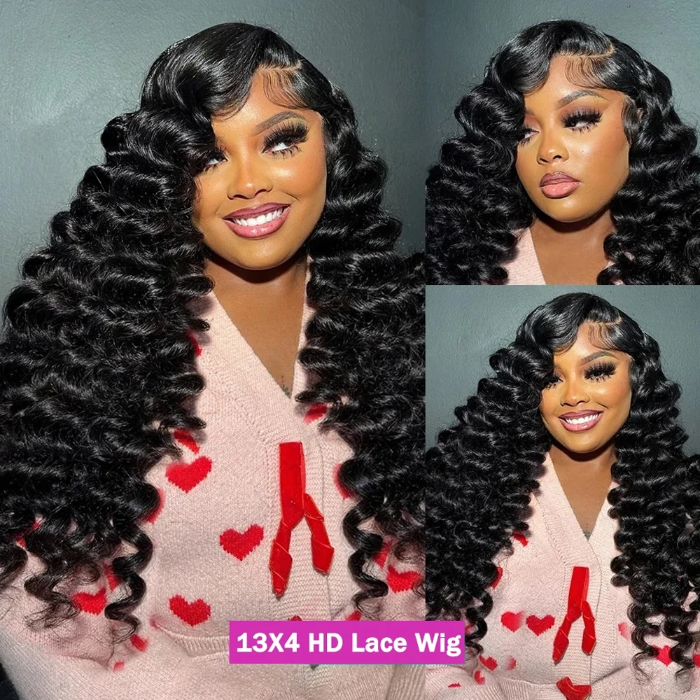 البرازيلي شعر بشري لعذراء فضفاض موجة عميقة 13x4 HD الدانتيل أمامي شعر مستعار بدون صمغ 30 40 بوصة 250% الكثافة الرطب والمموج فضفاض مجعد #5