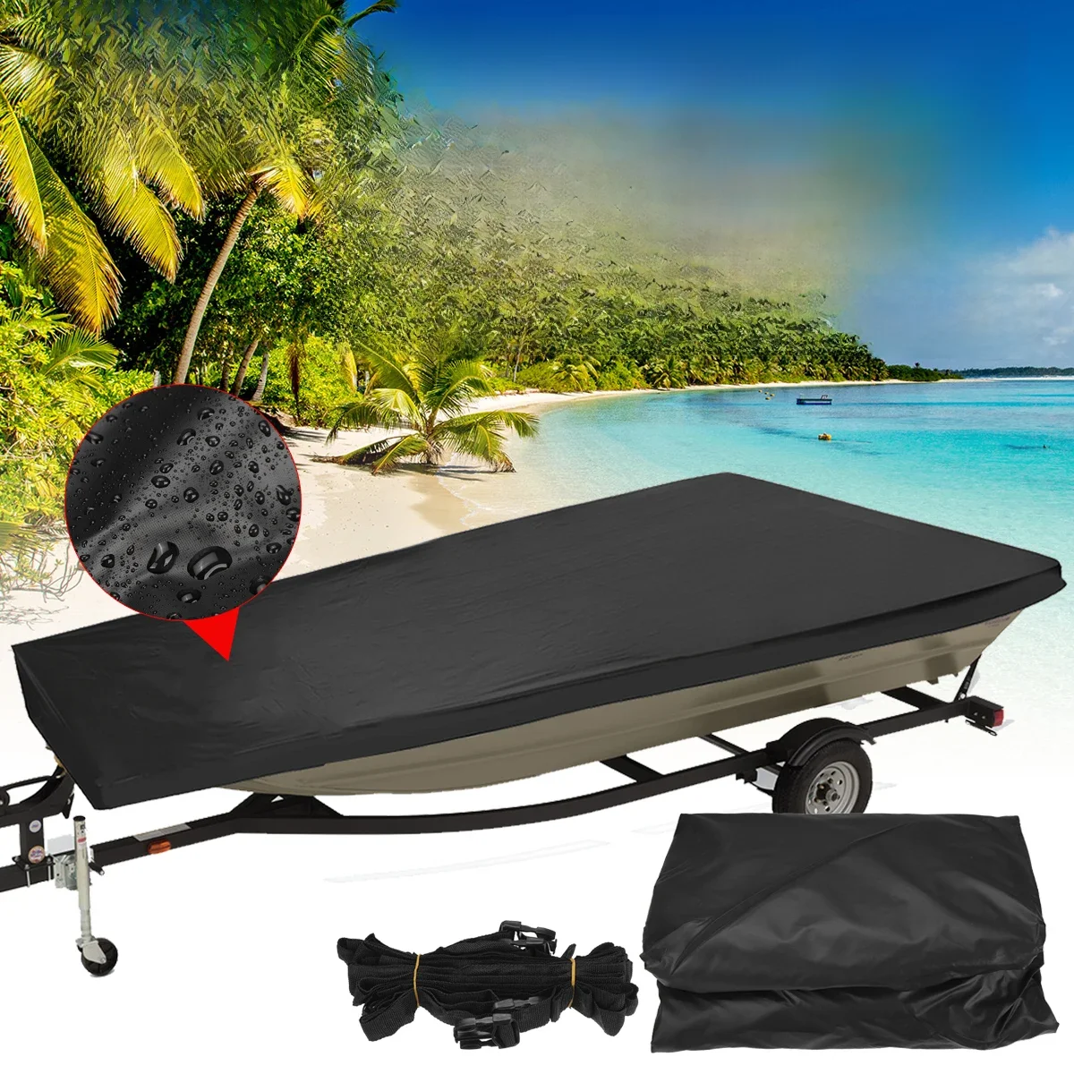 210D Waterdichte Jon Boot Cover Winter Sneeuw Cover Zware Marine Accessoires Zonnescherm Stofdichte Hoes 10-12Ft/12-14Ft/14-16Ft - afbeelding 2