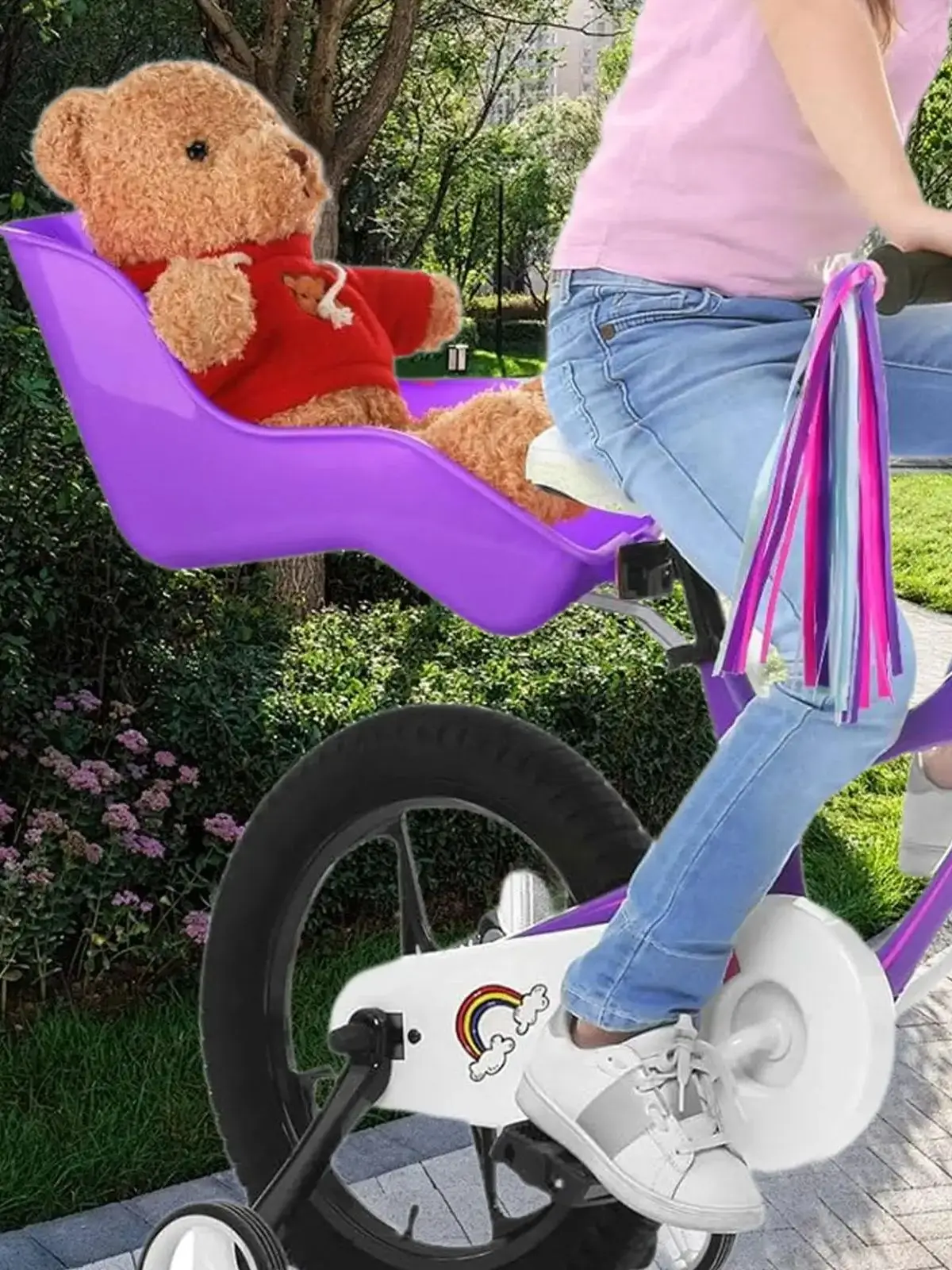 AliExpress NONE Baby Doll Bicycle Seat Carrier Standard Sized Dolls Stuffed Animals Comfortable Fit Cute Petals Design Baby Gear Accessories