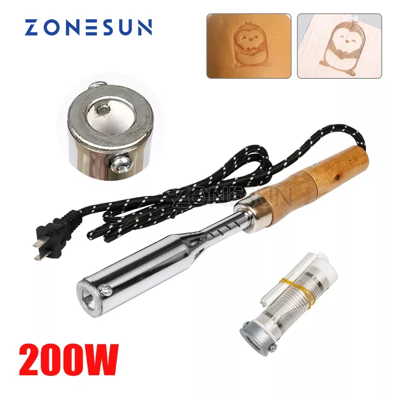 ZONESUN embossing machine Hot Stamping machine Leather Custom Logo Printing Soldering Iron For Wood Food Cookie Cake Branding