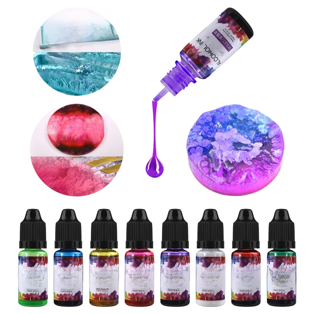 10 ml atrament artystyczny żywica alkoholowa Pigment w płynie barwnik barwnikowy dyfuzja atramentu do żywicy epoksydowej DIY tworzenia biżuterii 24 kolory — zdjęcie 2