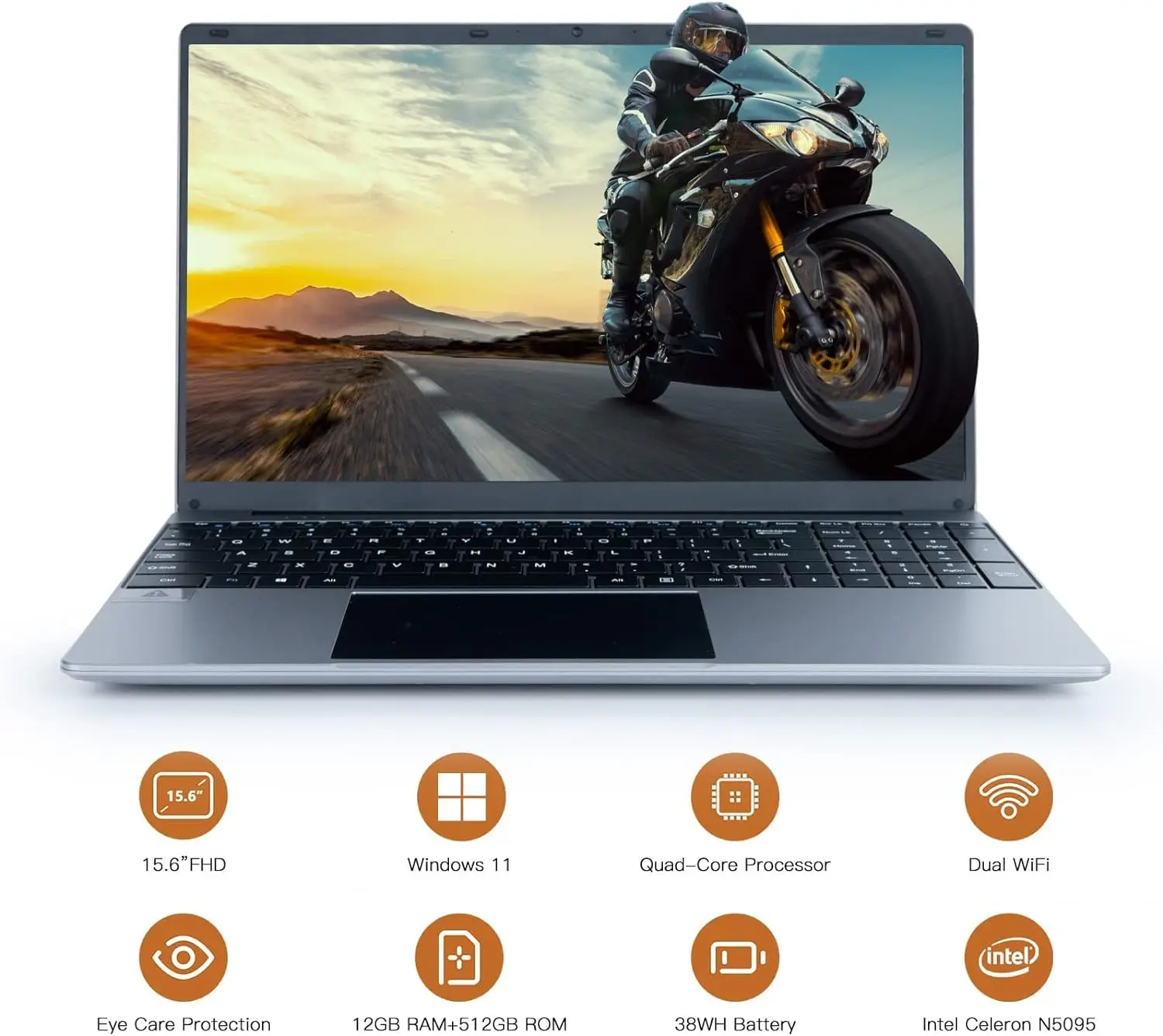 Laptop com Processador Intel N5095, 15,6 polegadas, 12GB de RAM, 512GB SSD, Tela IPS, 1920x1080, Windows 11, 38000 mAh Bateria, Computador Notebook