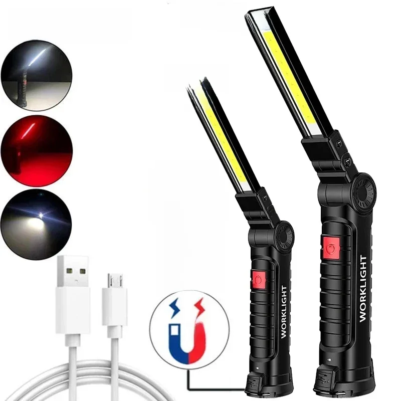 AliExpress cycle zone Rechargeable Camping LED Work Light COB Flashlight with Magnet and Hook Waterproof 5 Lighting Modes Suitable for Night Work