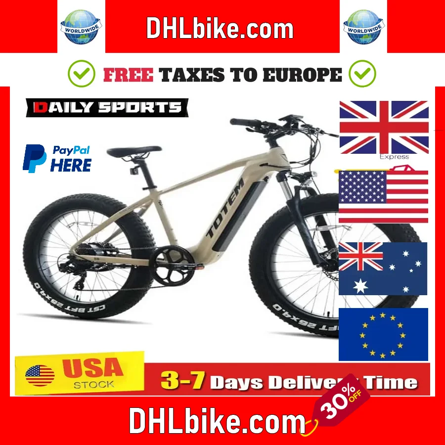 

New Adult Electric Bike 750W Fat Tire Ebike 48V 14.5Ah Removable Battery Electric Mountain Bike 26" *4.0" Electric Bicycle ebike