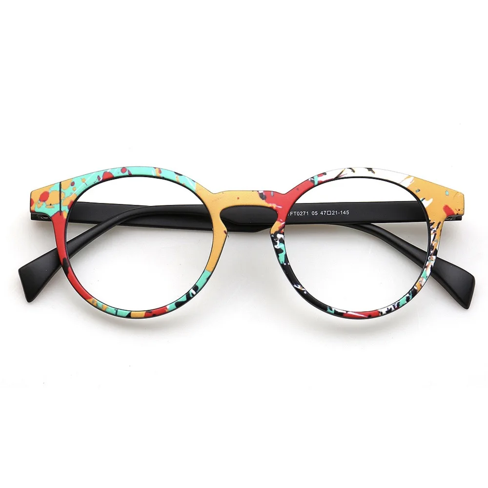 Vintage Women Round Glasses Frames Men Optical Eyeglass Frame TR90 Eyewear Fashionable Rainbow Prescription Eyewear Lightweight