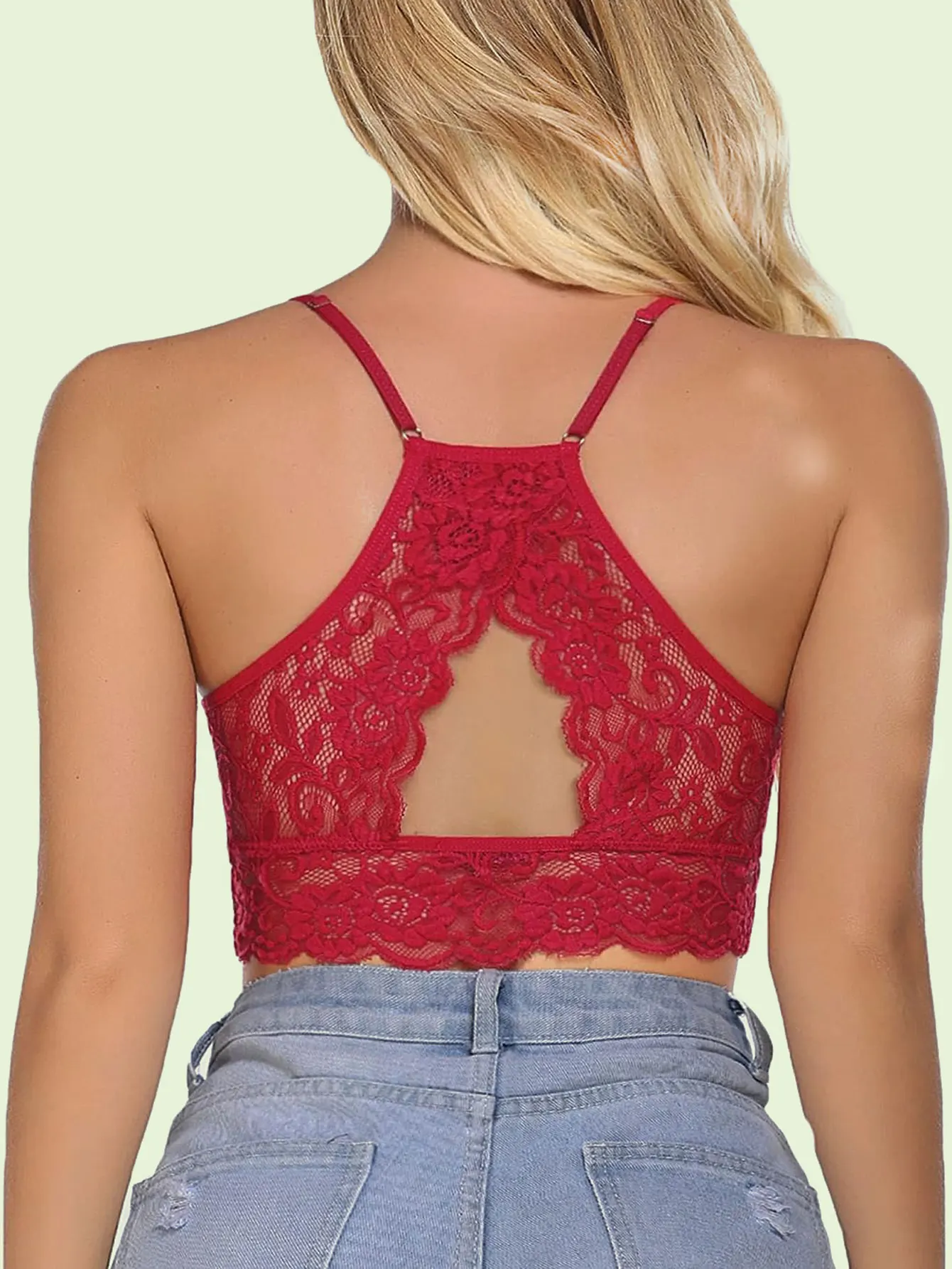 Damen Sexy Rückenfreies Spitzen-Camisole-BH, Reines, Charmantes Kurzes Top, Atmungsaktiv, Bequem, Sommer-Essential – Detail 28