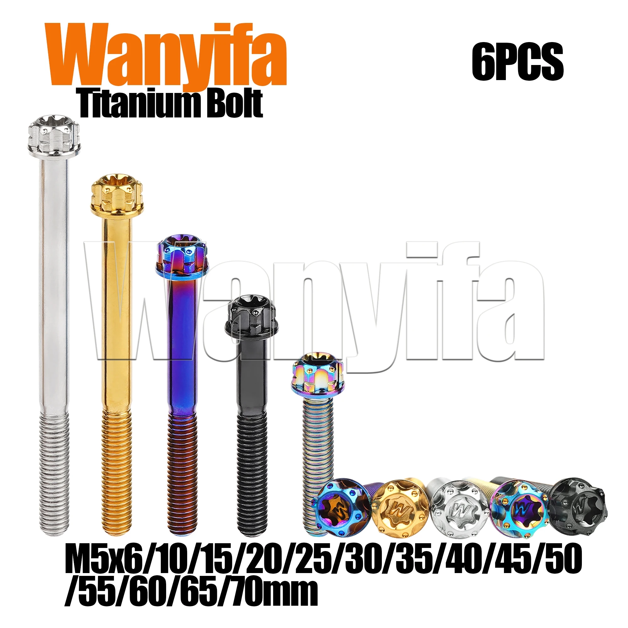 

Wanyifa Titanium Bolt M5x6/10/15/20/35/30/35/40/45/60/55/60/65/70/75/80/85/90mm Fancy Head Torx Wrench Screw for Bike Part 6Pcs