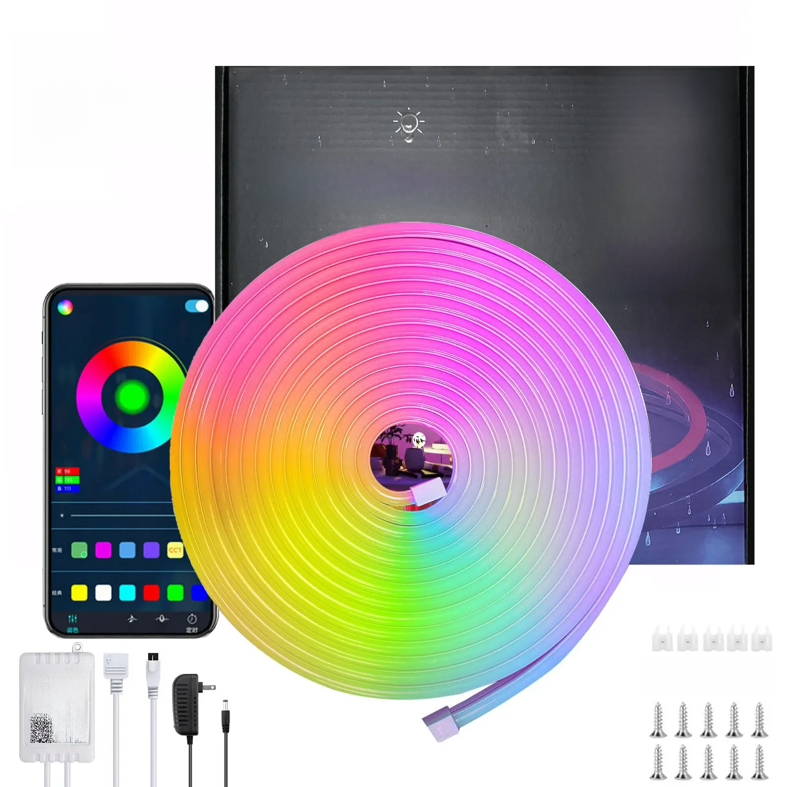 5-30m Intelligent TUYA RGB LED Neon Light Strip 24V Outdoor Garden and Swimming Pool Decoration Waterproof Rope Light Bar