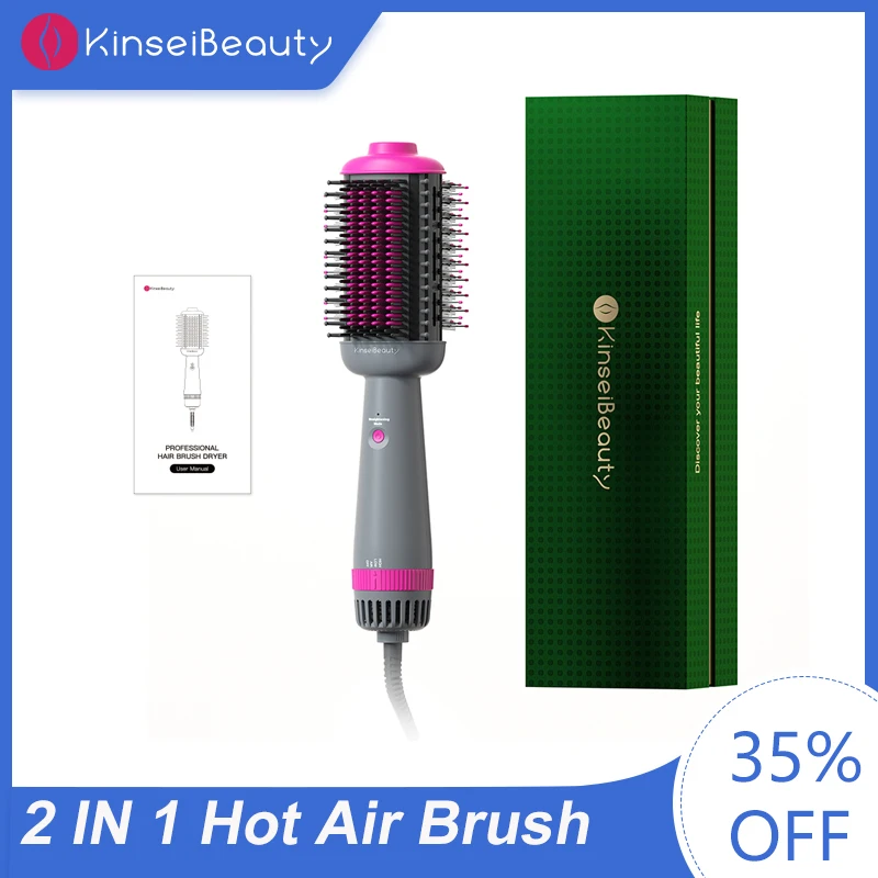 

Kinseibeauty Dryer and Straightening Brush 2 IN 1 Hair Brush Hair Dryer Hot Air Brush Ceramic Anti-ironing Blower Styling Tools