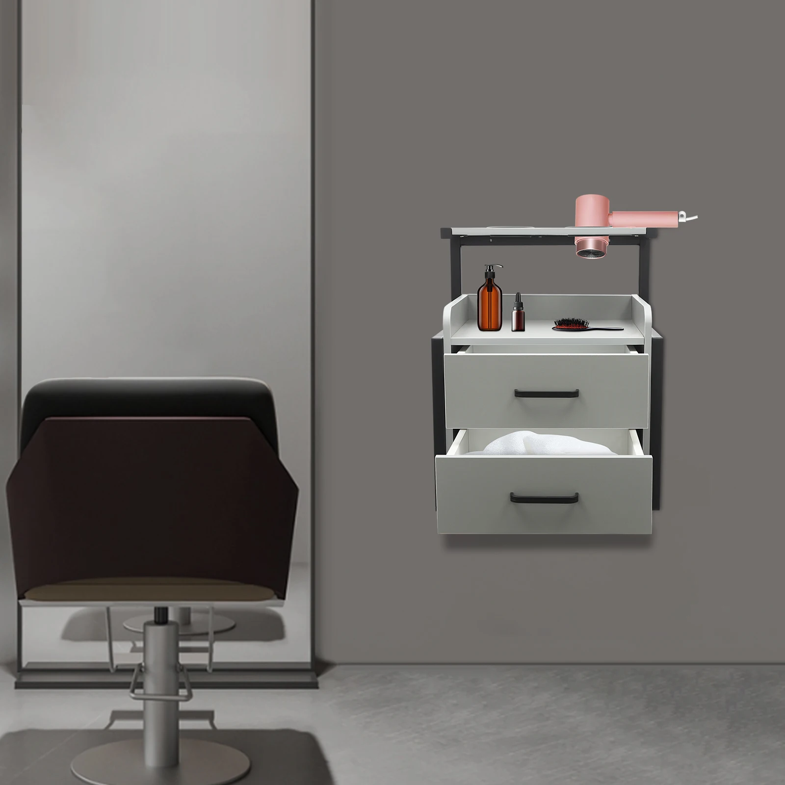 

2 Drawers Salon Wall Cabinet Wall Mounted Salon Storage Cabinet Storage Cabinet for Hair Salon, Spas, Bathrooms, Big Sale, New