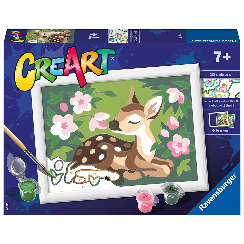 CreArt Kit painting-fawn among flowers, Ravensburger, 20178, original, toys, children, girls, gifts, collector, shop, new, games, family, puzzle