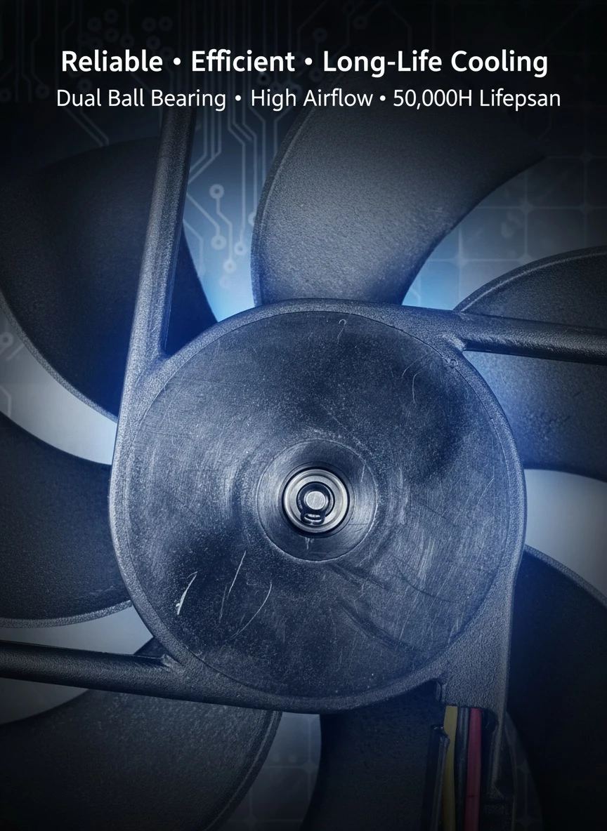 Ventilador de refrigeración de 120mm x 25mm DC 12V, rodamiento de bolas doble, señal FG de 3 pines, 2200RPM, 87,87CFM, alto flujo de aire silencioso para caja de gabinete de servidor de PC