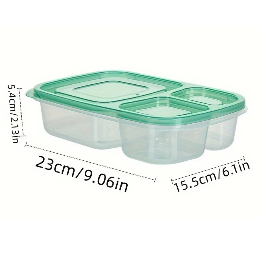 Meal Prep Container With Lids, 4 Pack 3 Compartment Reusable Food Storage Containers Plastic Bento Box To-go Boxes(28oz)