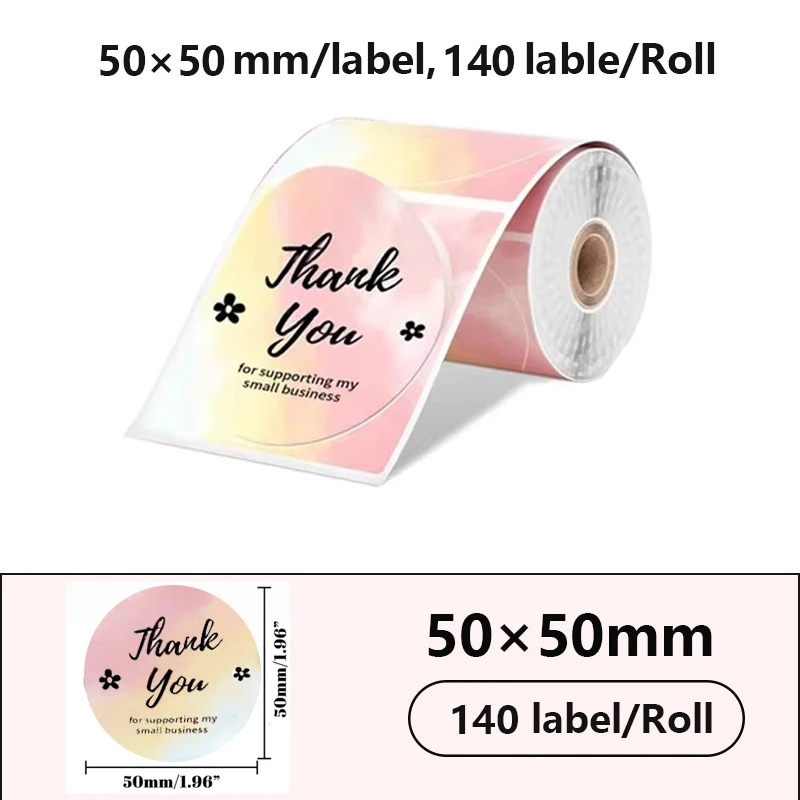 50x50 Neuer Thermo-Etikettendrucker Aufkleber Selbstklebender Farblaser-Thermopapieranzug für Phomemo M110 M200 M120 E210 Etikettendrucker