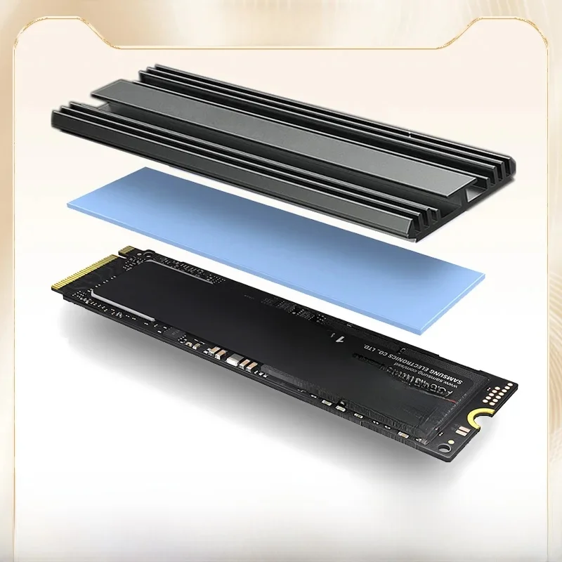 TEUCER M.2 SSD Radiator M2 2280 Dysk półprzewodnikowy Aluminiowa uszczelka radiatora z silikonową podkładką termiczną PS5 Komputer stacjonarny — zdjęcie 2