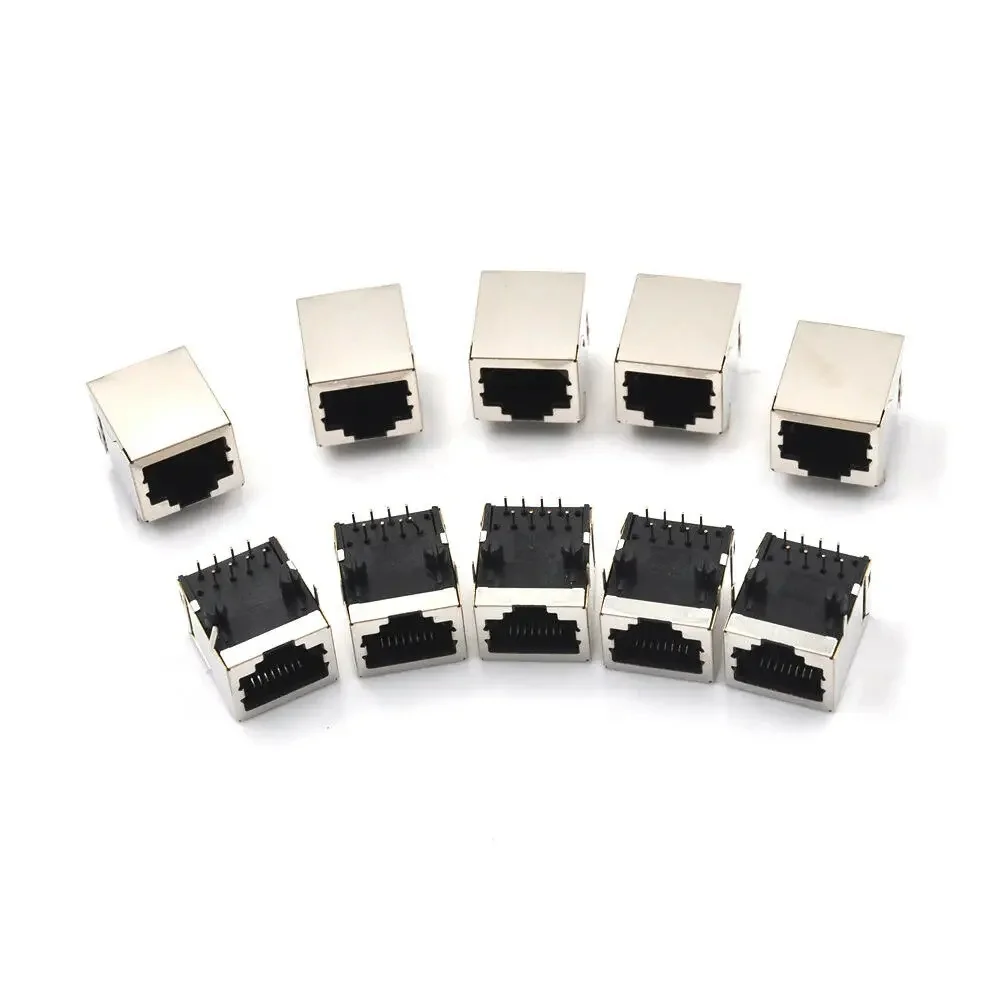 Connecteurs à souder PCB RJ45 Ethernet à Angle droit 8P8C, Port réseau unique, prise femelle, vente en gros, 10 pièces