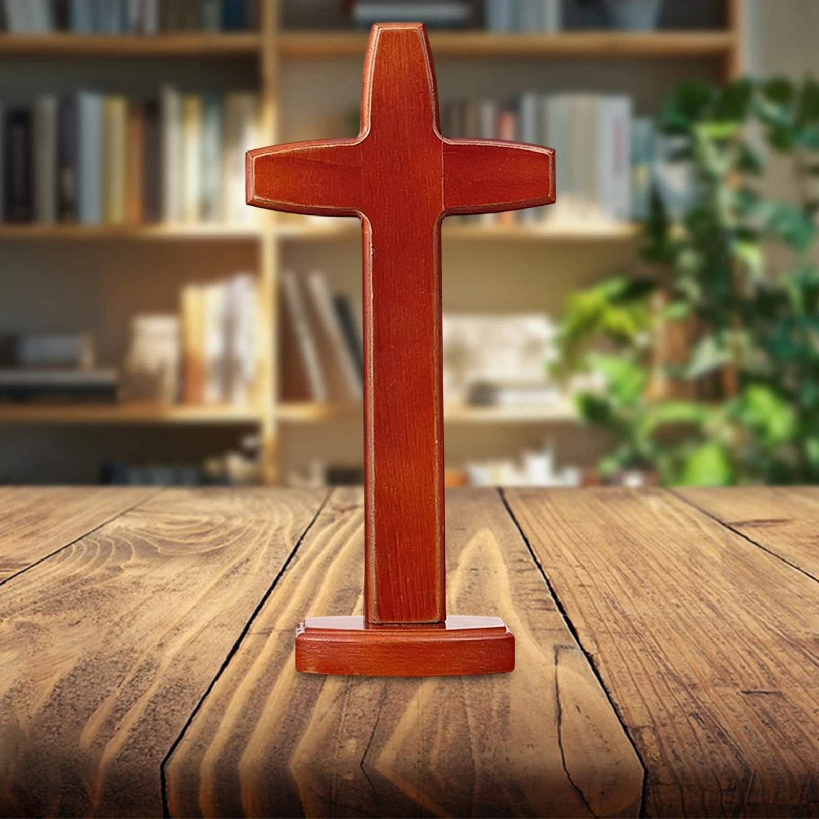 1 Pc Wood Standing Cross Christian Crucifix Statue Art Craft