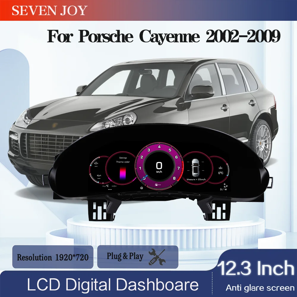 

12.3’ Digital Instrument Cluster For Porsche Cayenne 2002-2009 Speedometer Dashboard Gauge HD screen Cockpit Virtual Instrument
