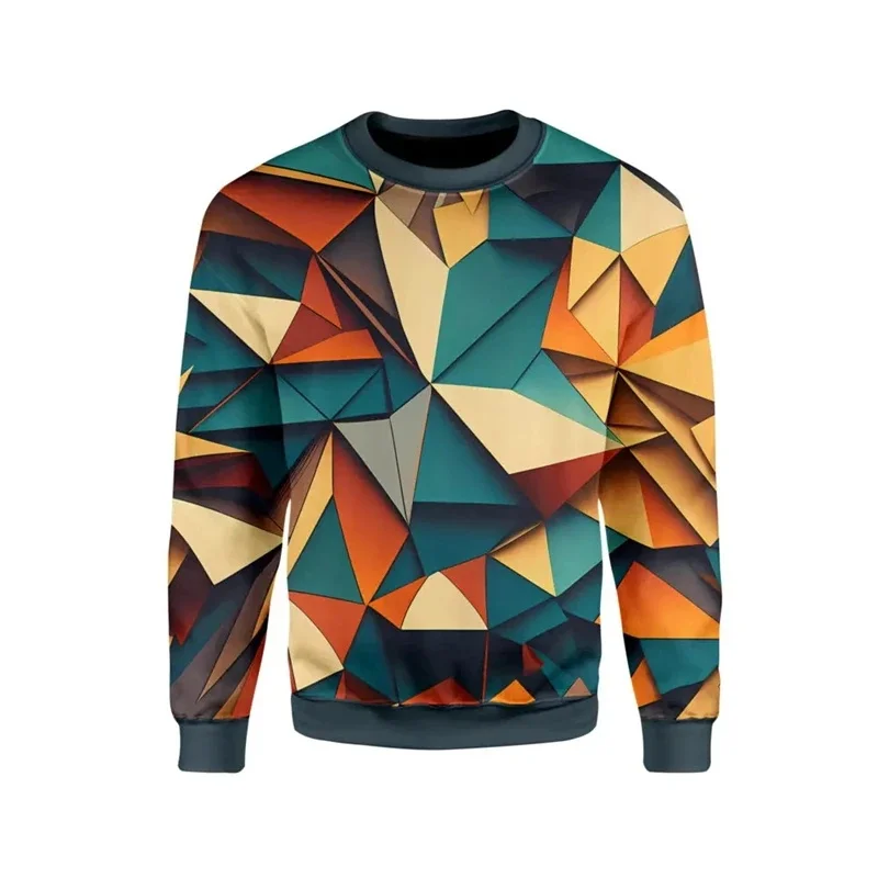 Colorful Geometric Pattern Sweatshirt Men Kids 3d Print Long Sleeve Harajuku Y2k Tops Oversize O-Neck Pullover Casual Men Hoodie — zdjęcie 2