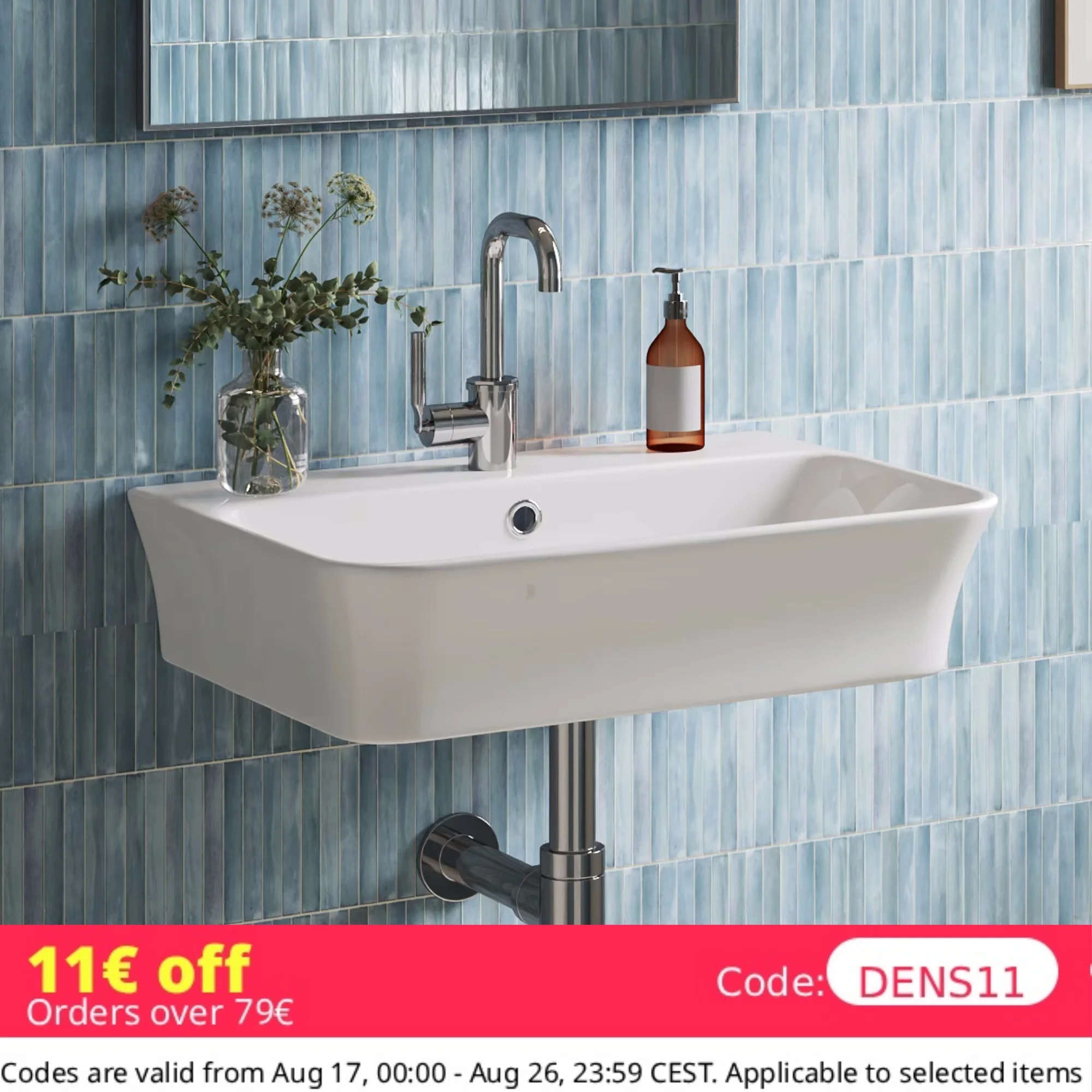 DeerValley Waschbecken, Wand-/Aufsatzwaschbecken mit dünnem Rand & Stauraum, rechteckiges Waschbecken mit Überlauf, platzsparendes Waschbecken für Badezimmer, Gästetoilette - Weiß, 55,5 x 41 cm |