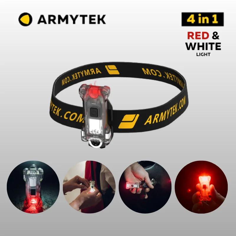 Multifunctional Keychain Flashlight Armytek Zippy ES WR (White and Red) Rechargeable Mini Torch