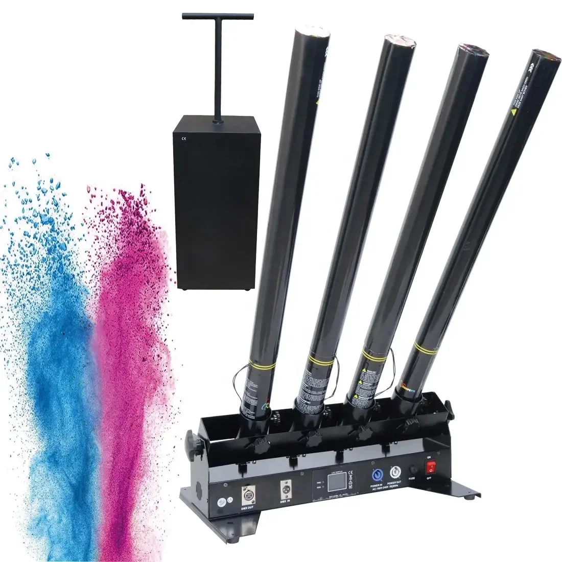 Canon à poudre de confettis en Spray électronique pour garçon ou fille, quatre Tubes, télécommande, révélation du sexe, fête de mariage en plein air