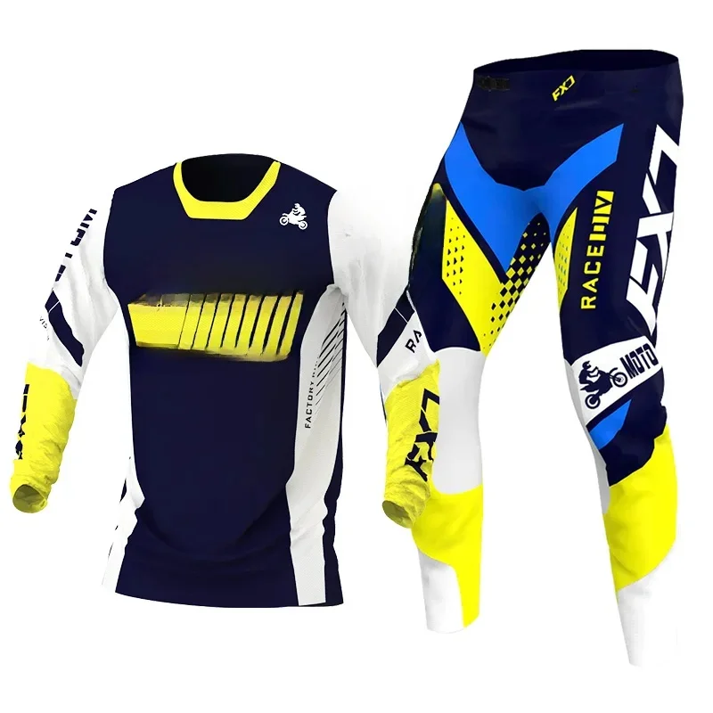 AliExpress FXJ Enduro suit Motocross Jersey Pant Kits Off-road pink yellow blue mx mtb cross Motorcycle Mens Kits Women's white green red black