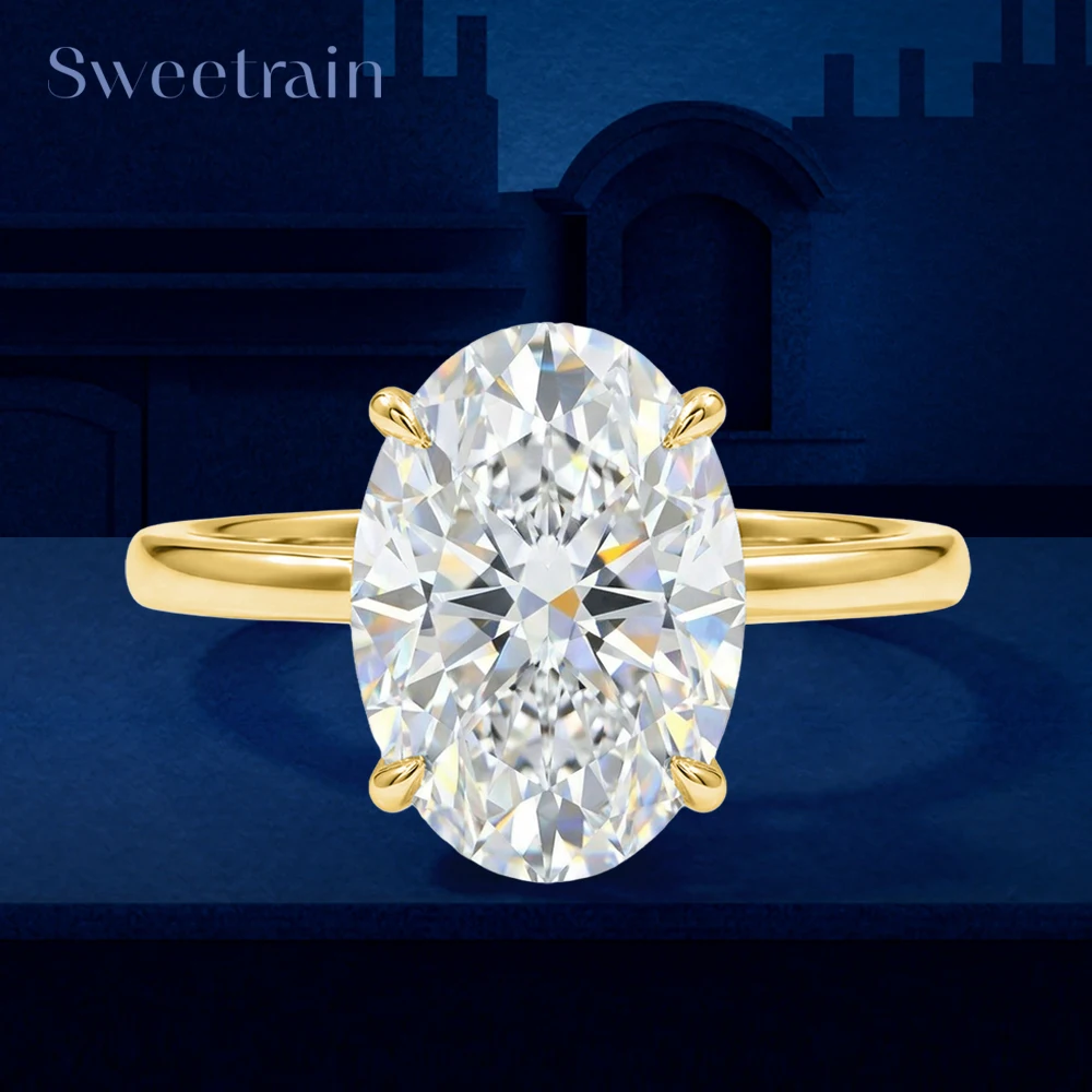 Oval Cut 0.5-5CT D VVS1 Moissanite Rings for Women 925 Sterling Silver Lab Diamond Solitaire Engagement Wedding Ring Luxury Band