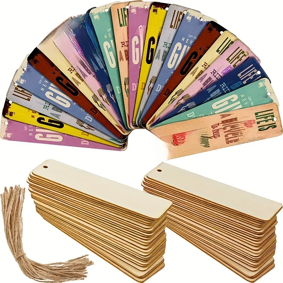 Marque-page artisanal en bois fait à la main, copeaux fins vierges rectangulaires, n'hésitez pas à colorer et à peindre, décoration artisanale de noël, 20/36 pièces