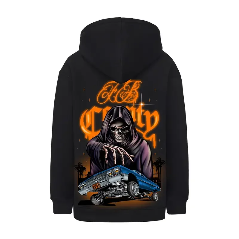 Sudaderas con capucha con cremallera y gráfico de Halloween de gran tamaño de peso pesado del condado Sudadera con capucha de Halloween para hombres y mujeres Regalo de Halloween unisex