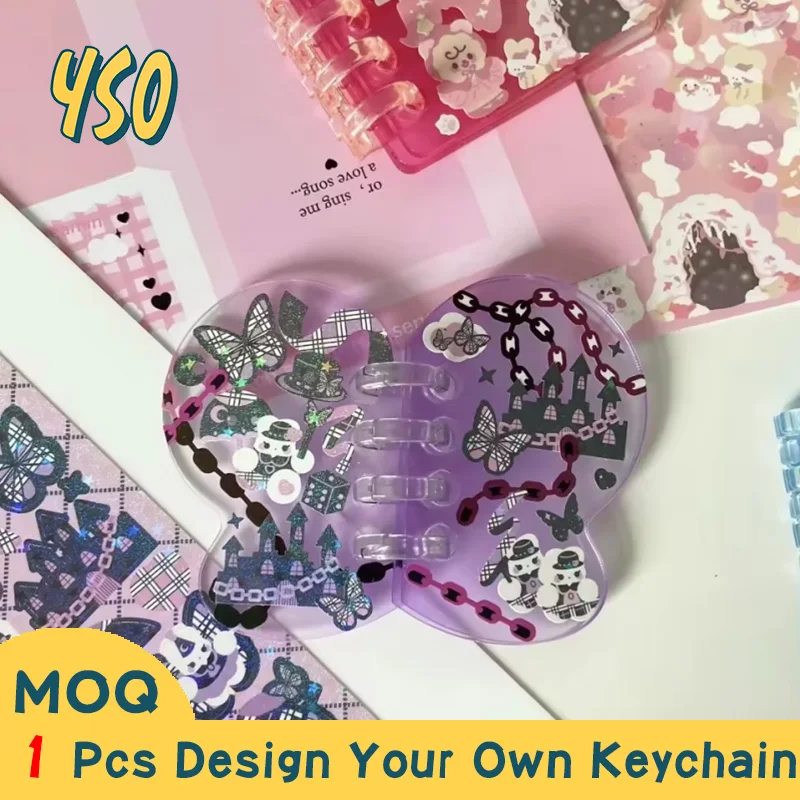 

YSO ЧПУ алмазная огранка мультфильм милая бабочка брелок оригинальный дизайн акриловые подвески в виде комиксов на заказ