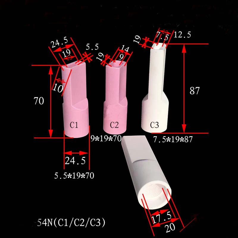Tig dysza kubek ceramiczny soczewka gazowa Collet dla Wp17/18/26 palnik płaski kształt spawania
