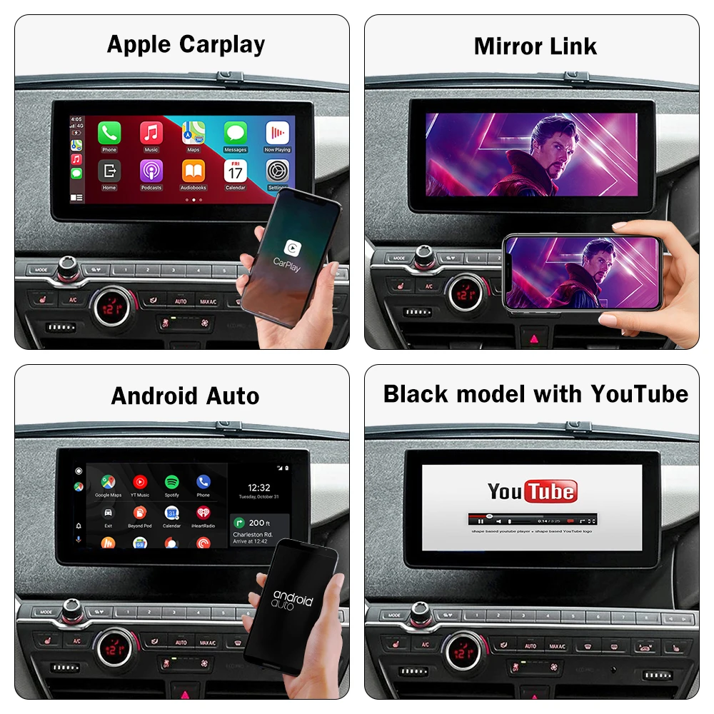 Silnice nejvyšší bezdrátový Carplay pro BMW i3 I01 NBT, EVO systém 2013-2020, s Android auto zrcadlo objímka airplay auto hráč kamera výhled