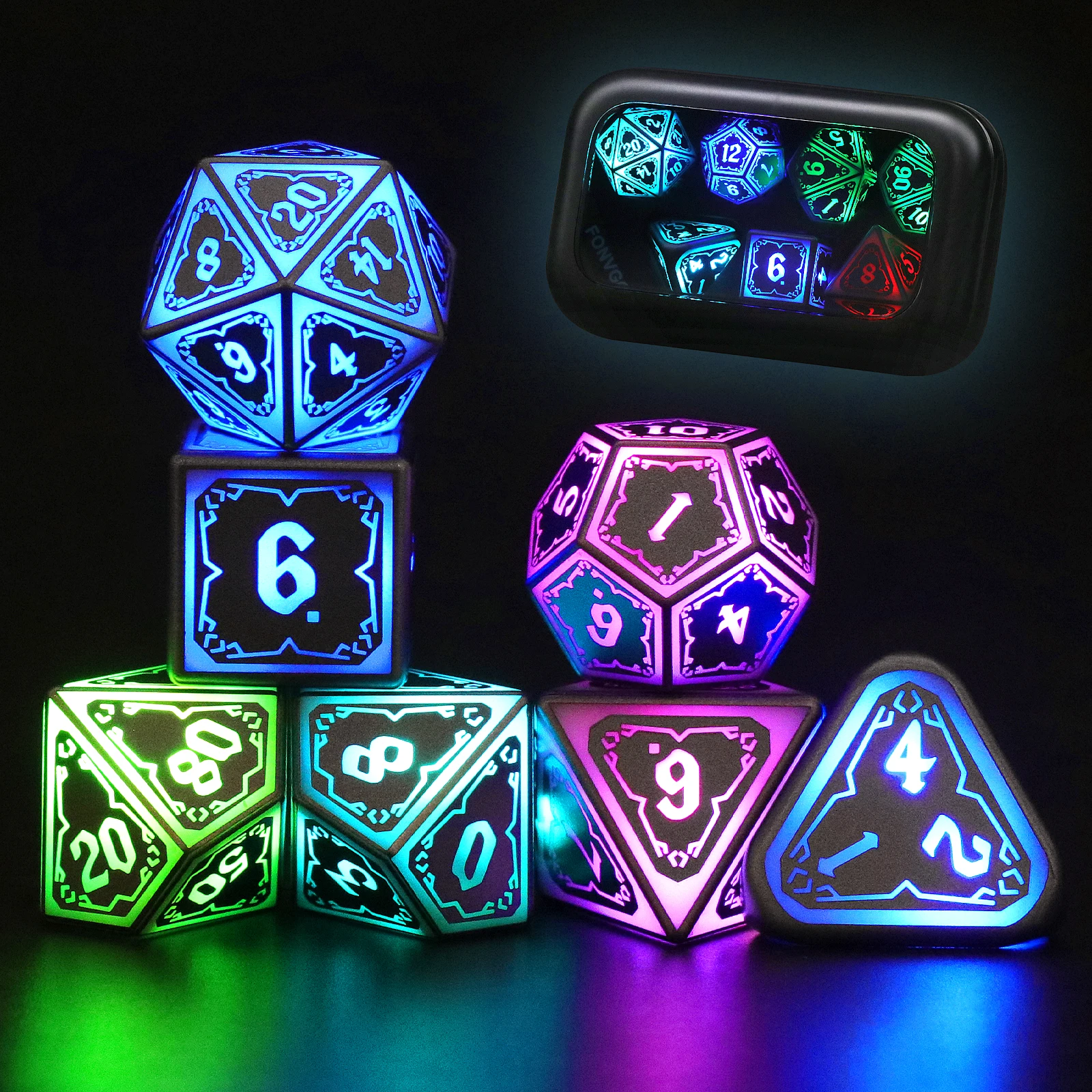 Wireless Charging Light up Dice, Rechargeable DND Dice Set for Dungeons and Dragons LED D&D Dice Set