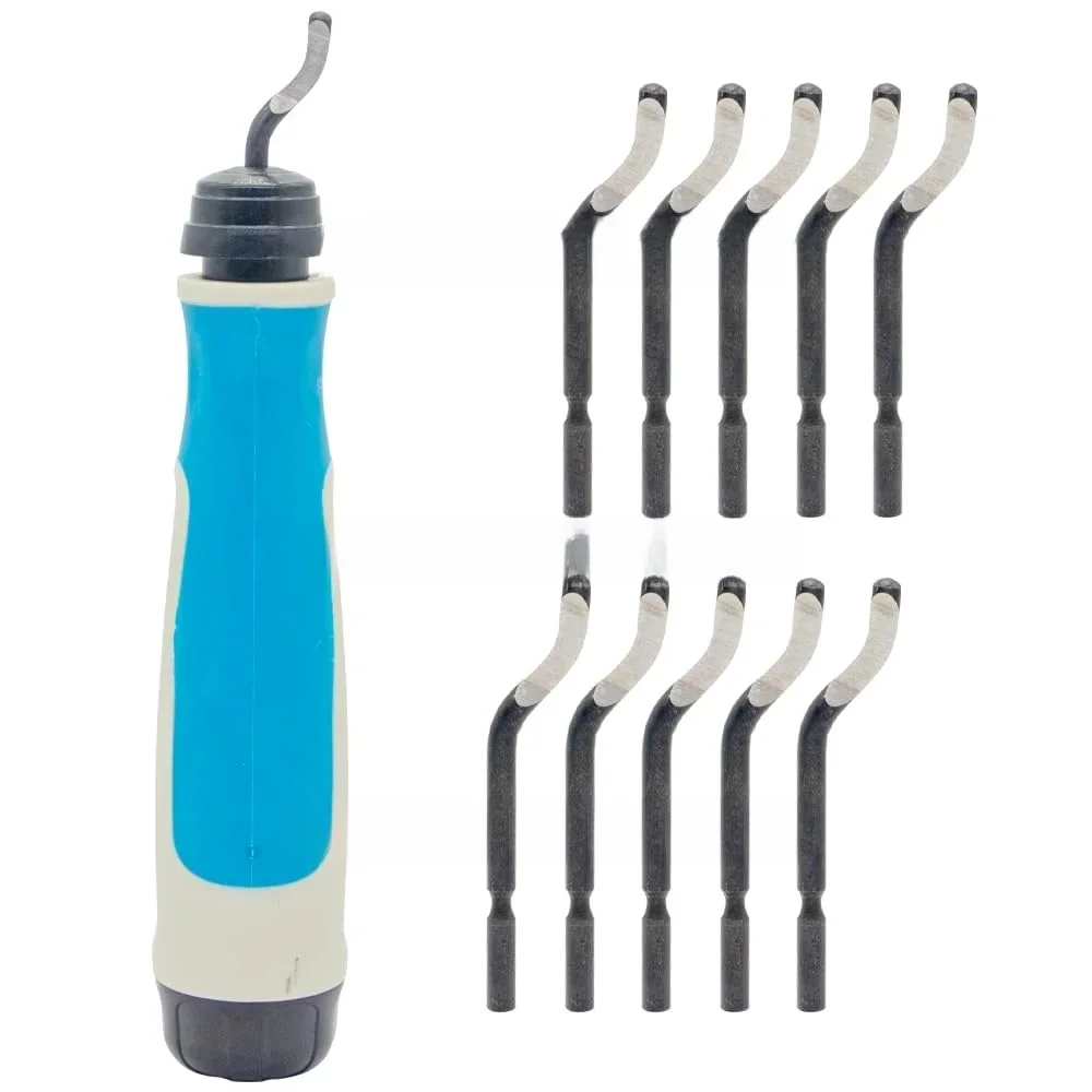 Kit d'outils d'ébavurage NG1000, ensemble de coupe-ébavurage de bords, poignée en plastique et 11 lames BS1010, dissolvant de bavures pour métal, plastique et bois