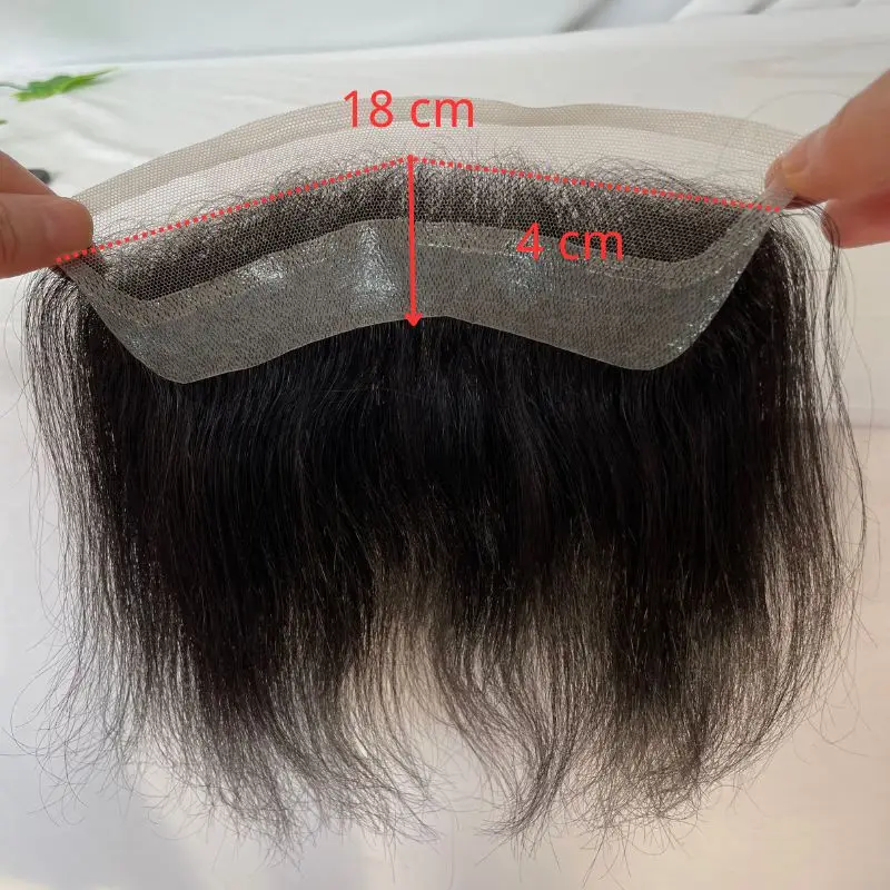 Pwigs Transparent HD Invisible Lace Front Hairline French Lace V Shape Front Mens Toupee Frontal 1B Hairpiece