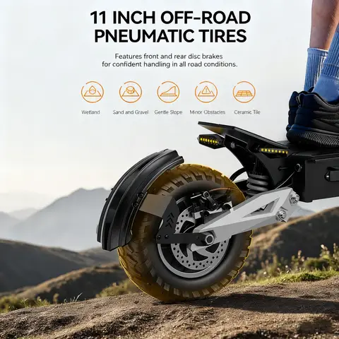 OOTD T10 Electric Scooter 900W Peak Power 48V 13Ah 31mph Adult Electric Scooter 21-28 miles 11 Inch Tires Collapsible E-Scooter