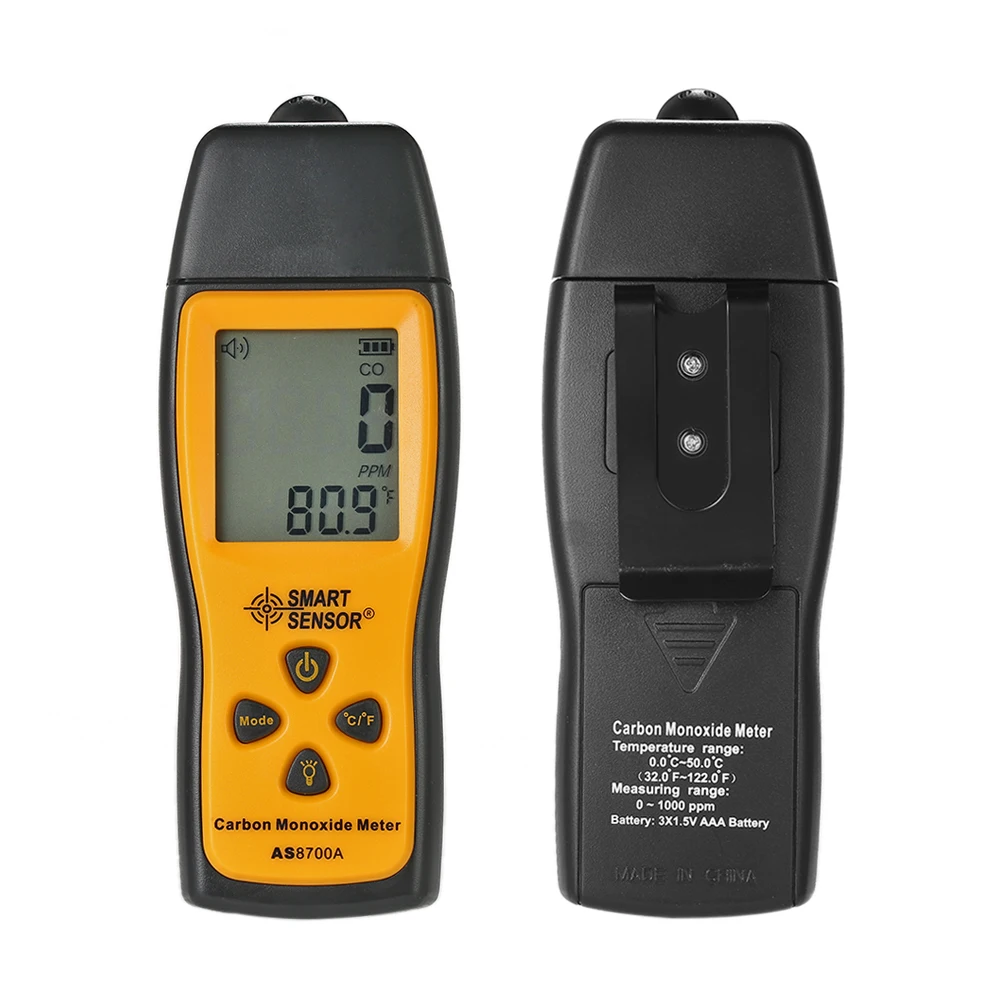 Pengukur karbon monoksida genggam, pendeteksi kebocoran Gas CO, pendeteksi presisi tinggi, penguji Monitor Gas 1000ppm