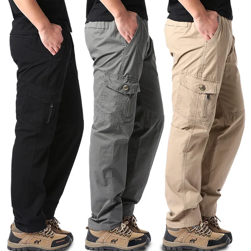 Pantalon Cargo grande taille pour hommes, décontracté, ample, multi-poches, en coton de haute qualité, Long, pantalon de jogging pour hommes, 5XL 6XL