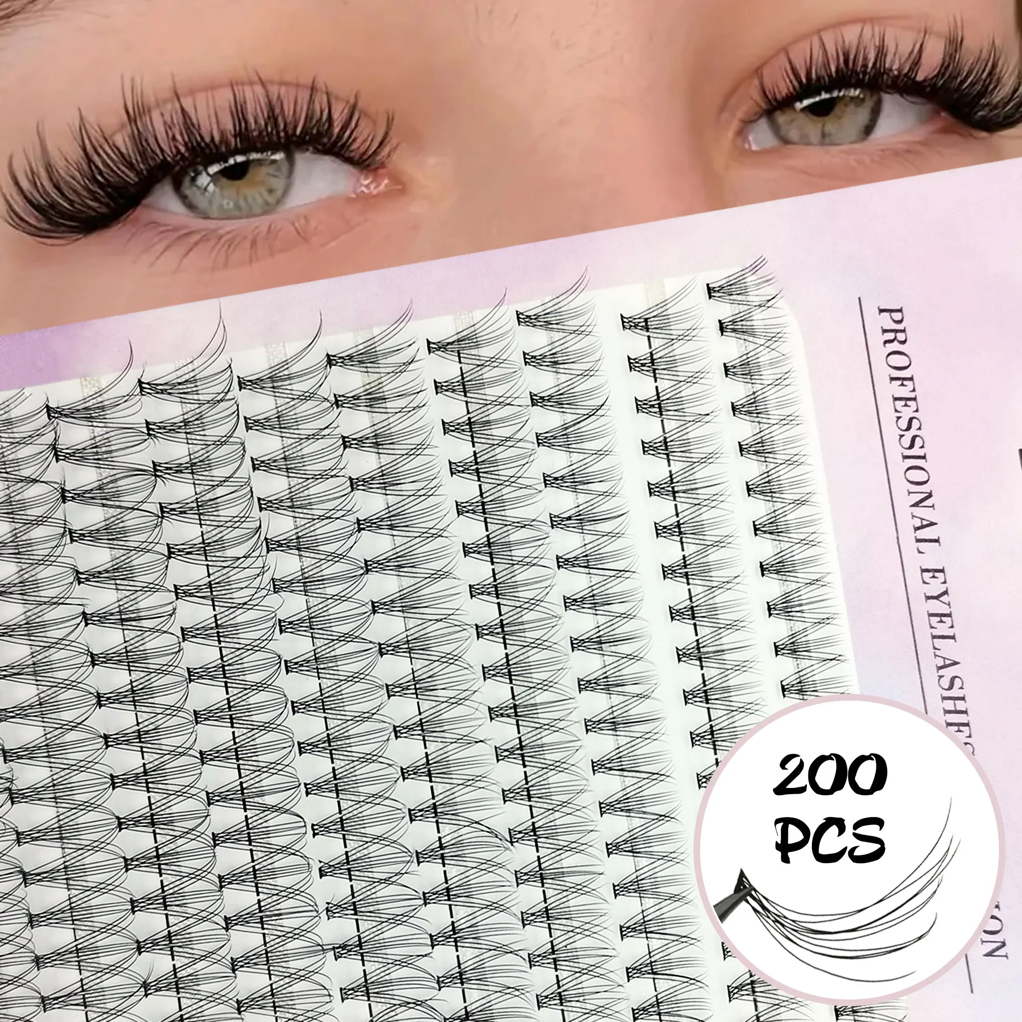 200 Cluster dünner DIY-Wimpern - C/D-Curl, 8-16mm Einzelwimpern, flauschig und natürlich, geeignet für Anfänger – Detail 6