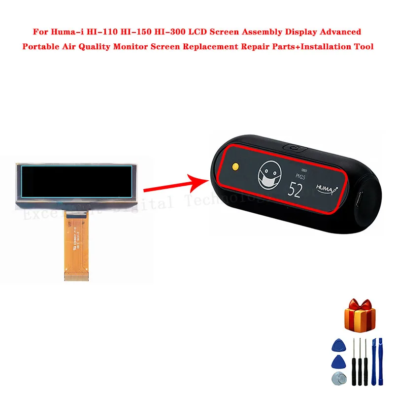 

For Huma-i HI-110 HI-150 HI-300 LCD Screen Assembly Display Advanced Portable Air Quality Monitor Screen Replacement Repair Part