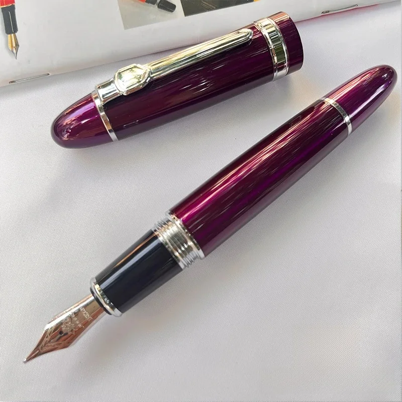 1 STKS JINHAO 159 Klassiek ontwerp zilveren rand kalligrafie Iridium zakelijke pen met converter - afbeelding 2