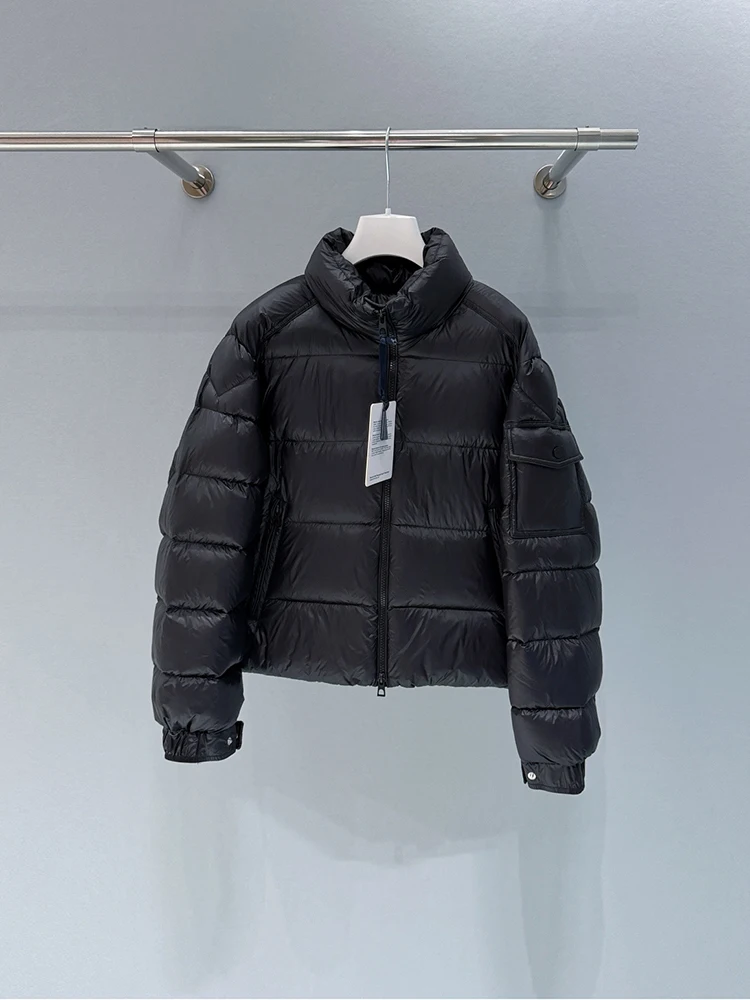 

Осенне-зимняя модная черная повседневная теплая пуховая куртка для женщин, однотонная, с воротником-стойкой, длинными рукавами и карманами