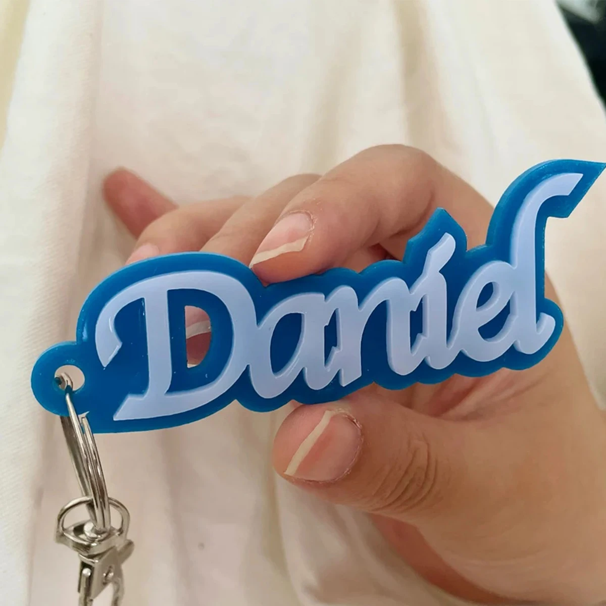 Custom Name Acrylic Keychain Backpack Diaper Bag Tag Personalized Name Double Nameplated Memorial Anniversary Gift Jewelry