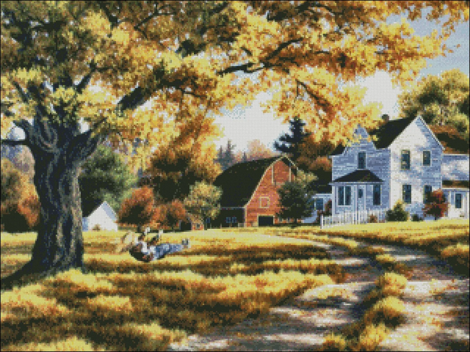 Quiet Autumn Days - Counted Cross Stitch Kits - DIY Handmade Needlework Embroidery 14 CT Aida Sets DMC Color