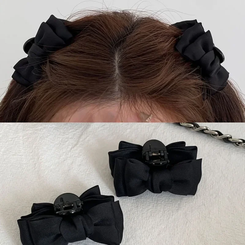1szt Czarny klips do włosów dla kobiet i dziewcząt Klips do włosów na czoło Księżniczka Mały pazur do włosów Klips do włosów Stylizacja nakrycia głowy — zdjęcie 2
