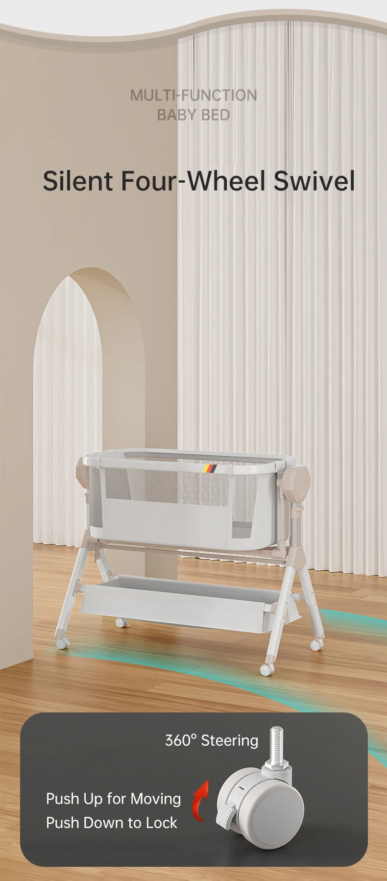 Rocking Baby Bassinet,Baby Cribs,Newborn Co-Sleeper,Infant Beside Sleeper,Unisex Baby Bed Cribs, Portable Travel Crib,Cradle